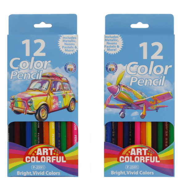 Cartoon colored pencils for transportation vehicles
